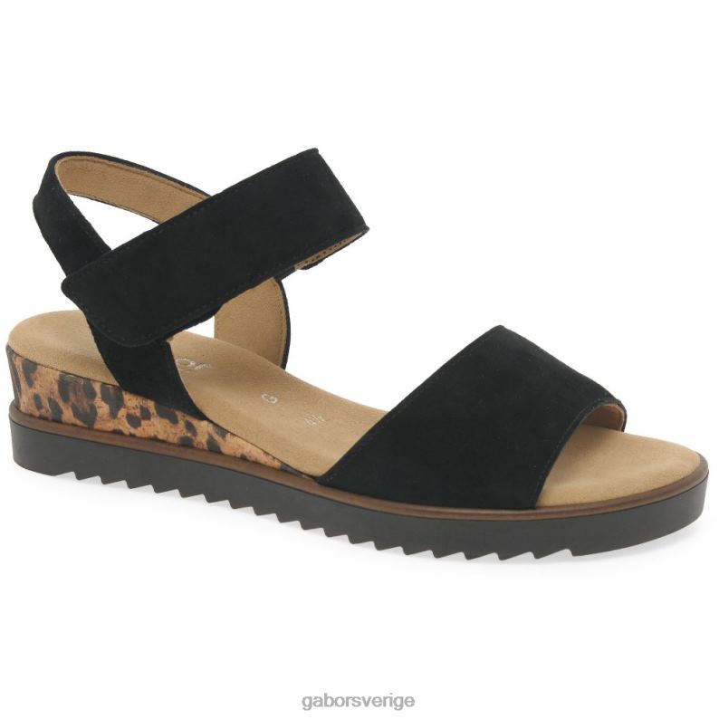 svart mocka/leopard Gabor kvinnor raynor sandaler F04LN166 Skodon
