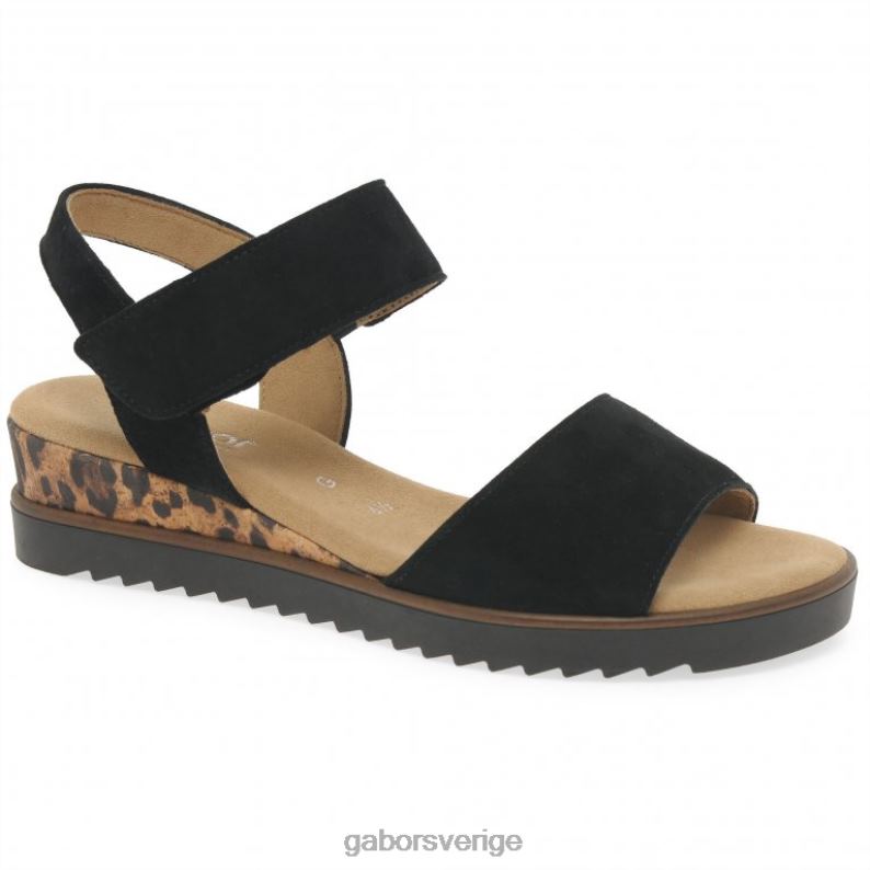 svart mocka/leopard Gabor kvinnor raynor sandaler F04LN166 Skodon