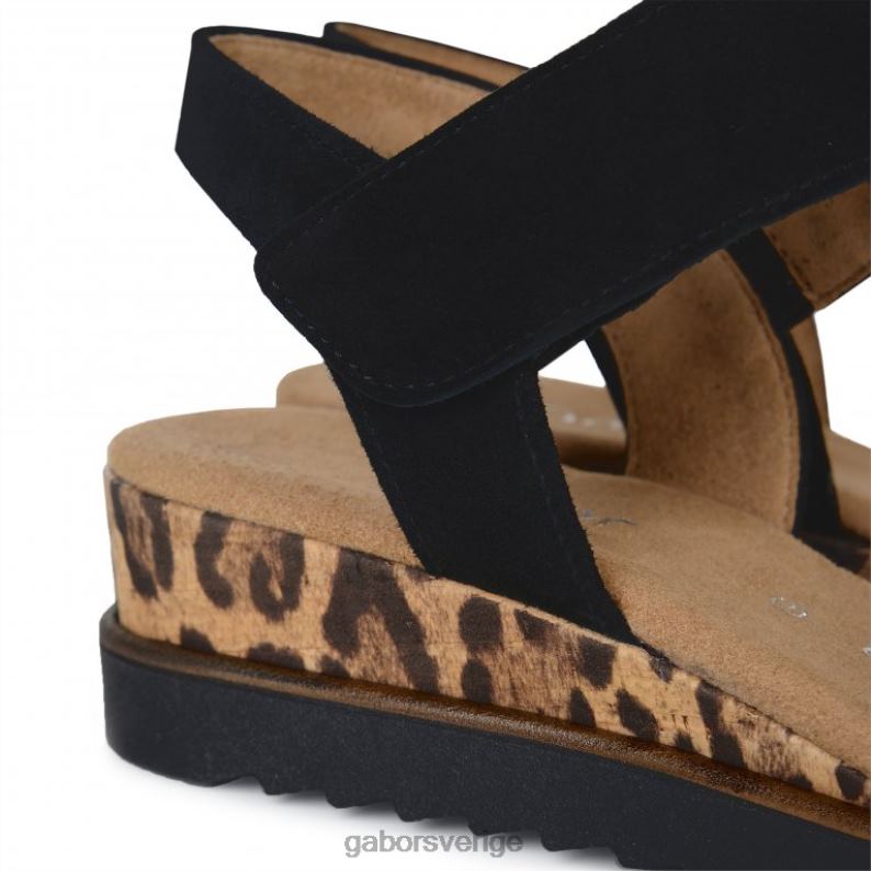 svart mocka/leopard Gabor kvinnor raynor sandaler F04LN166 Skodon