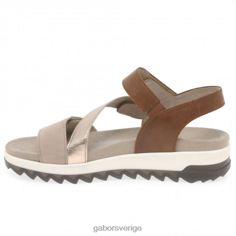 jordnötter/muschel Gabor kvinnor sanna sandaler med remmar med låg klack F04LN172 Skodon