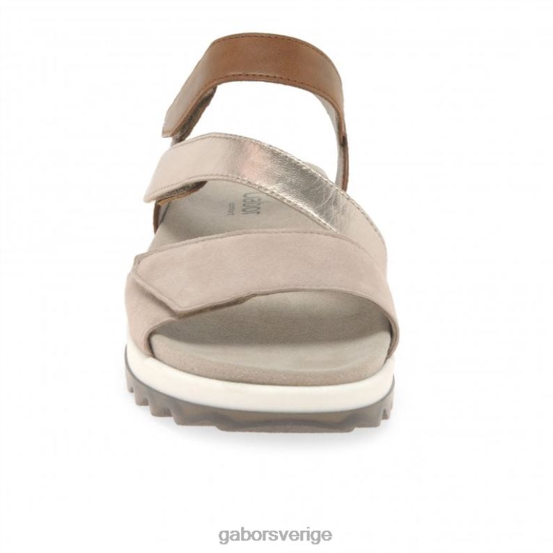 jordnötter/muschel Gabor kvinnor sanna sandaler med remmar med låg klack F04LN172 Skodon