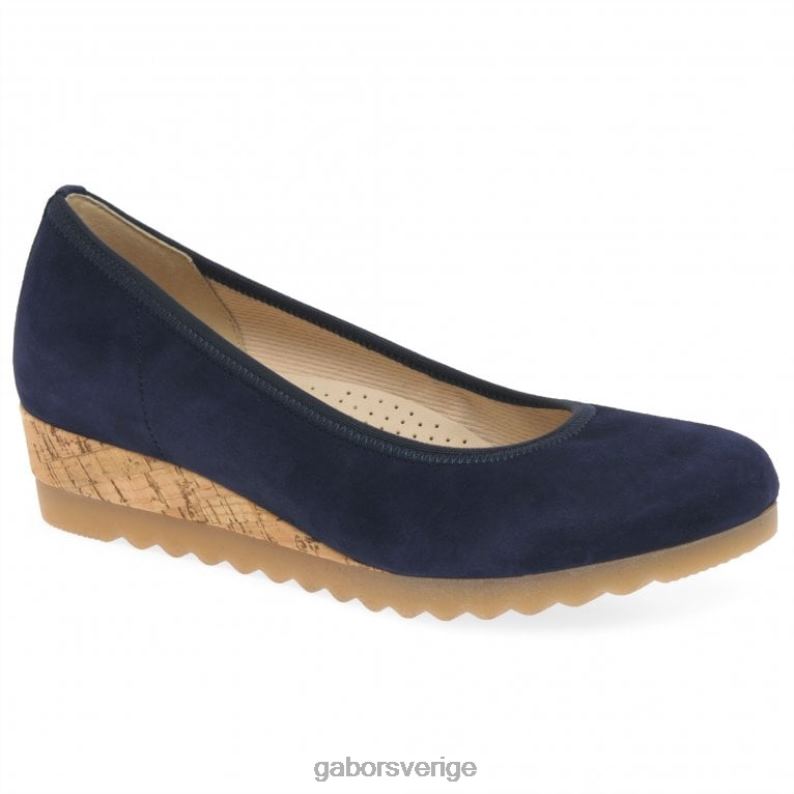 mörkblå mocka Gabor kvinnor epworth skor med låg kilklack F04LN32 Skodon
