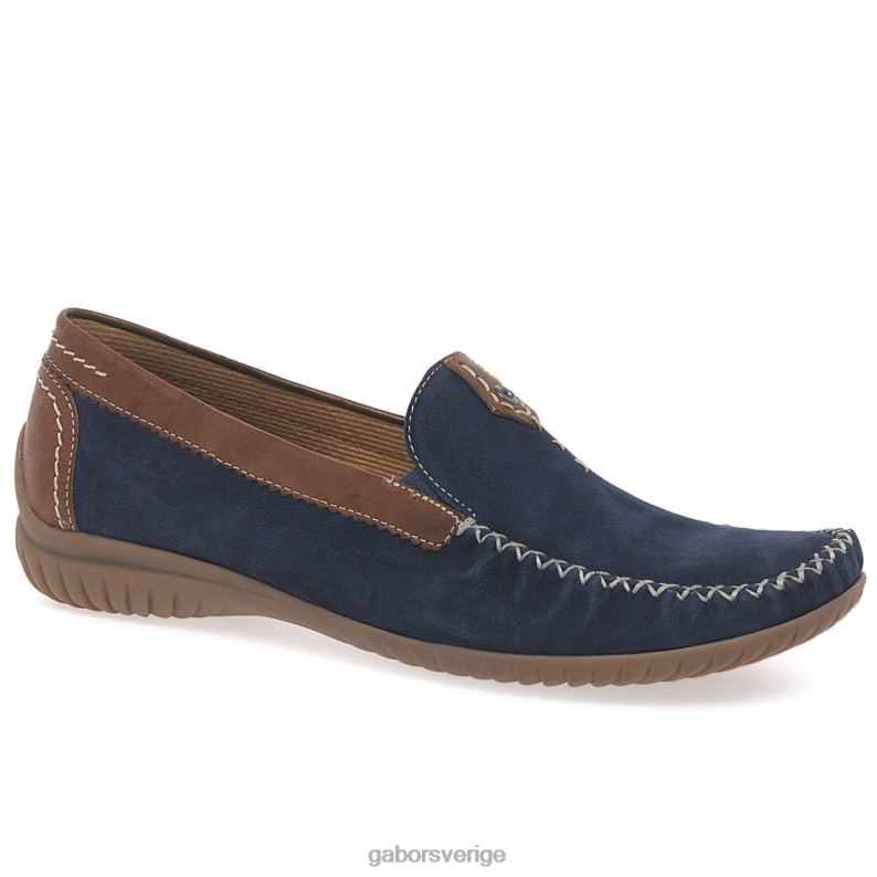 marinblå nubuck/tan Gabor kvinnor Kalifornien sportiga mockasiner F04LN319 Skodon