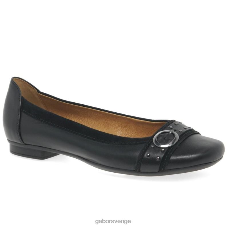svart mocka Gabor kvinnor michelle casual pumps med dubbspänne F04LN92 Skodon