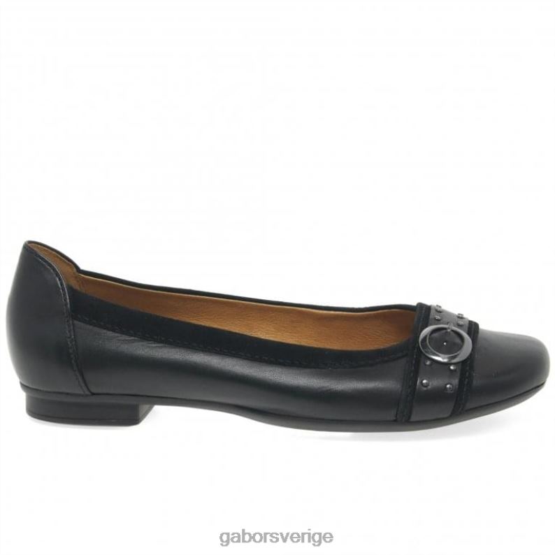 svart mocka Gabor kvinnor michelle casual pumps med dubbspänne F04LN92 Skodon