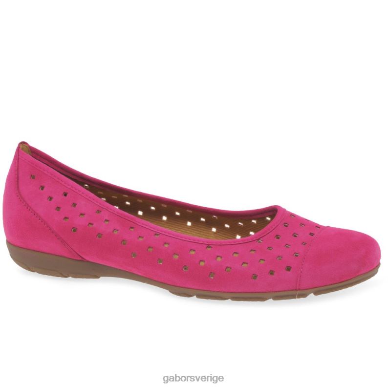 rosa mocka Gabor kvinnor fritidsskor med volang med stansade detaljer F04LN5 Skodon