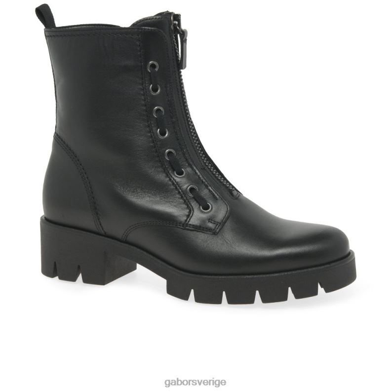 svart läder Gabor kvinnor skämt ankelstövlar F04LN257 Skodon