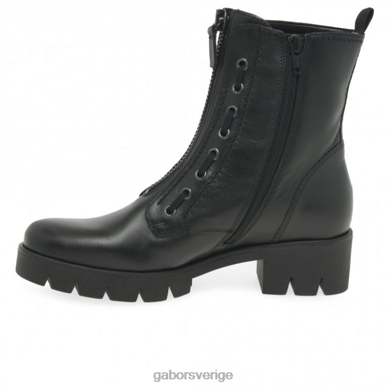 svart läder Gabor kvinnor skämt ankelstövlar F04LN257 Skodon