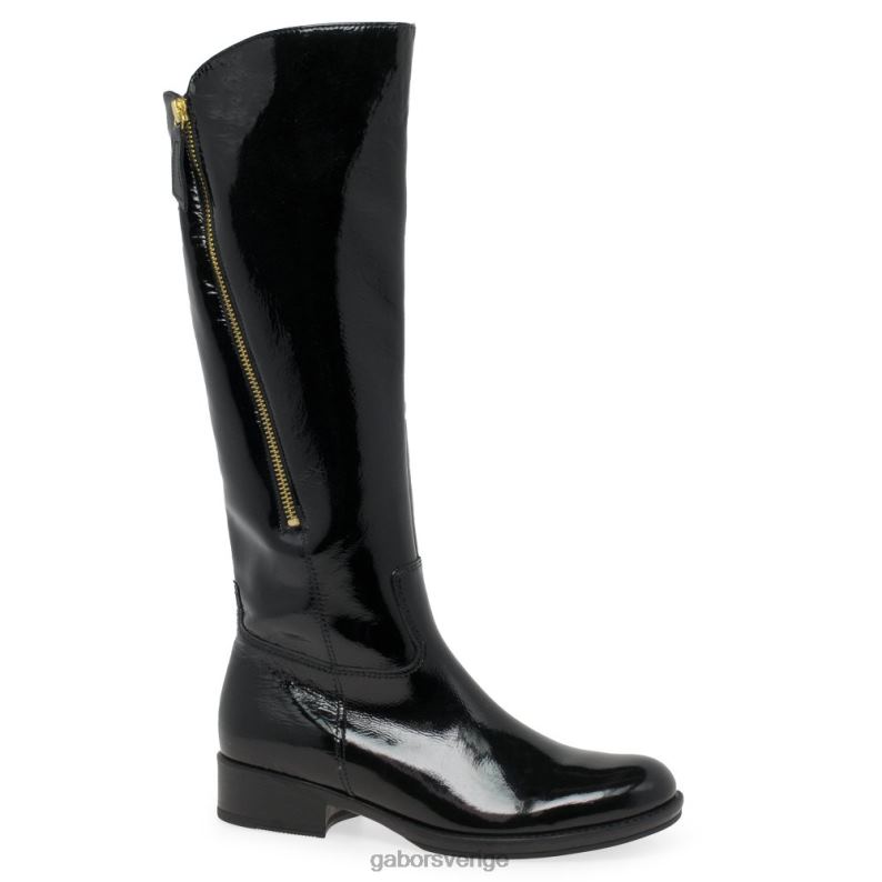 svart patent Gabor kvinnor adelina knähöga stövlar F04LN281 Skodon